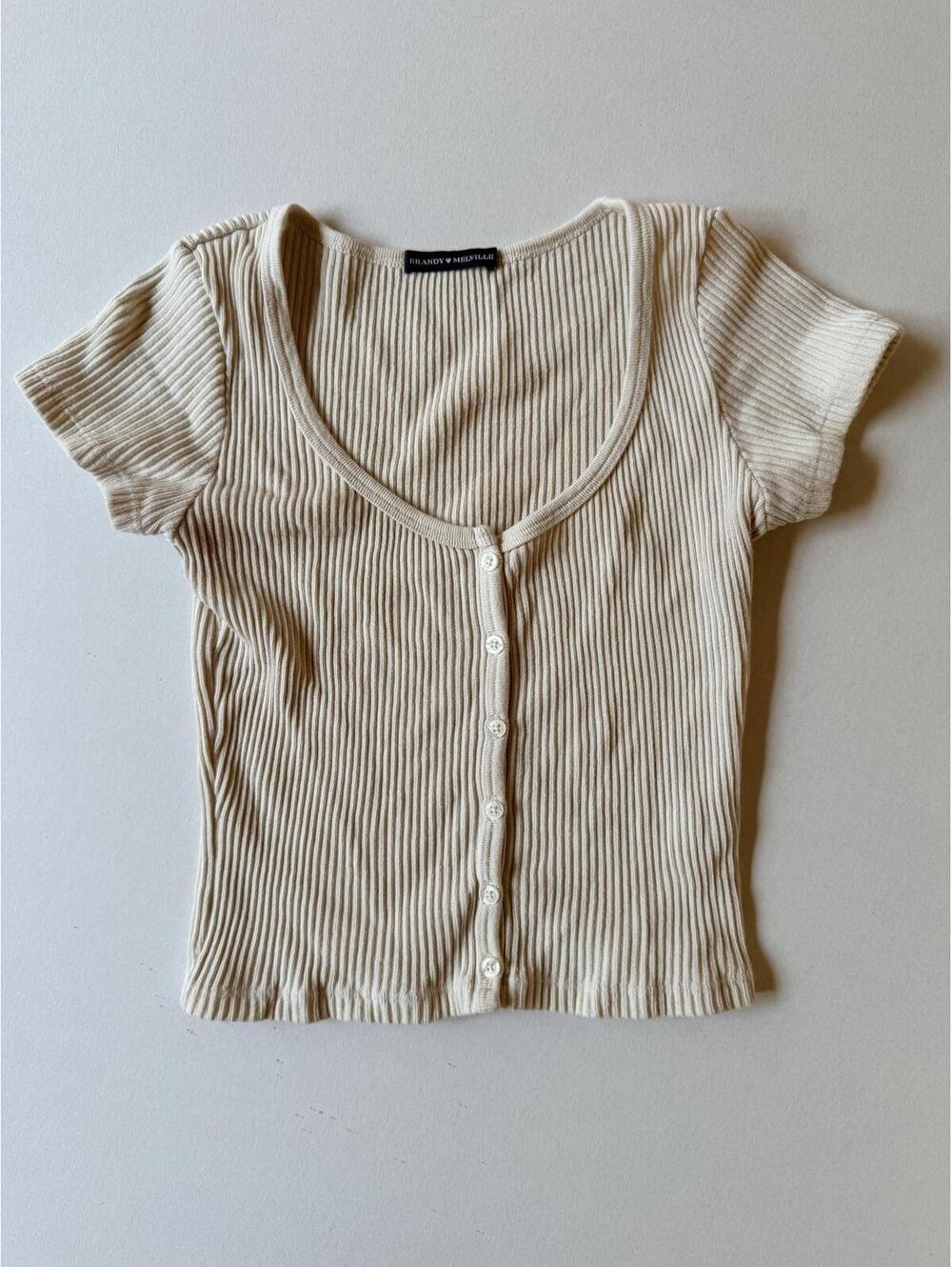 Brandy Melville Ribbed Button-Up Top